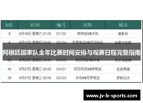 阿根廷国家队全年比赛时间安排与观赛日程完整指南